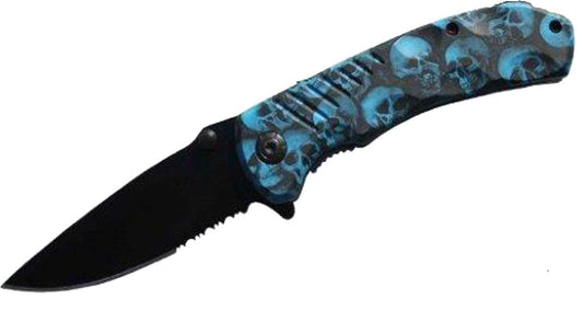 Buy MULTIPLE BLUE SKULL HEAD BLACK BLADE KNIFE Bulk Price