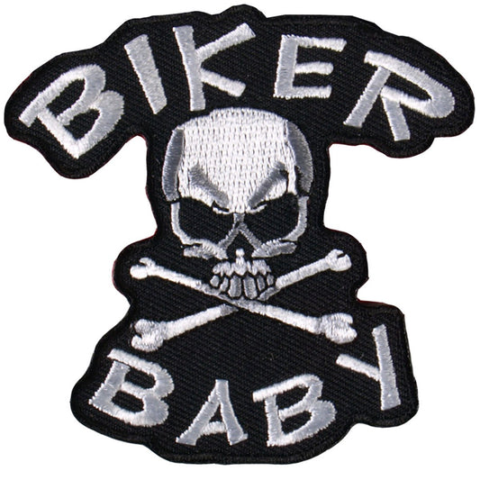 Wholesale Biker Baby Skull & Cross Bones 3" x 3" Patch (sold by the piece)