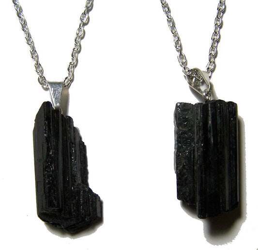 Wholesale TOURMALINE ROUGH NATURAL MINERAL STONE 18 IN SILVER LINK CHAIN NECKLACE (sold by the piece or dozen )