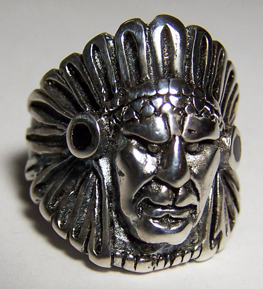 Buy INDIAN HEADSILVER DELUXE BIKER RING * CLOSEOUT NOW ONLY $3.75 EA - SIZE 7 ONLYBulk Price
