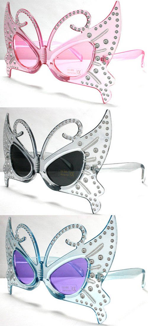 Wholesale NEW BUTTERFLY WITH JEWELS PARTY GLASSES (Sold by the piece or dozen )