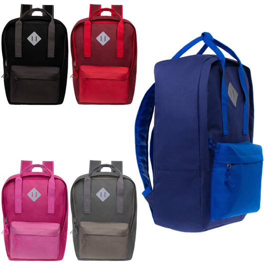 Buy 17" Wholesale Backpack with Handles in 5 Assorted Colors - Bulk Case of 24