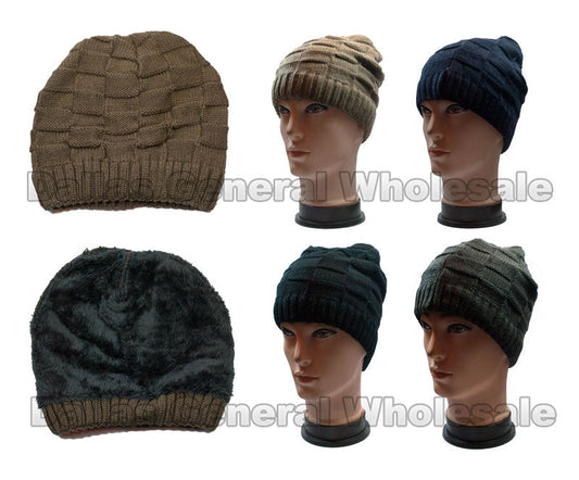 Bulk Buy Warm Fur Lining Knit Beanies Hats Wholesale