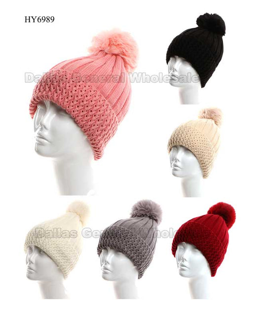 Bulk Buy Thermal Fur Lining Knitted Beanie Hats Wholesale