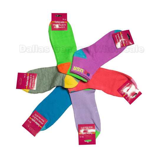 Girls USA Neon Color Casual Socks Wholesale
