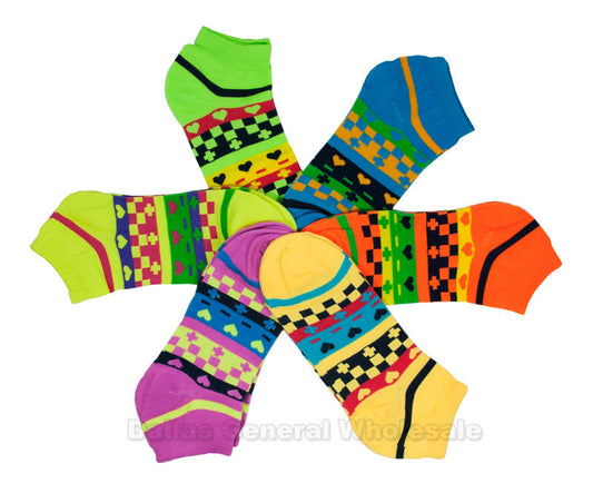 Ladies Neon Casual Ankle Socks Wholesale