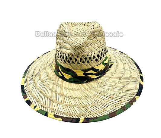 Adults Summer Camouflage Straw Hats Wholesale MOQ 3