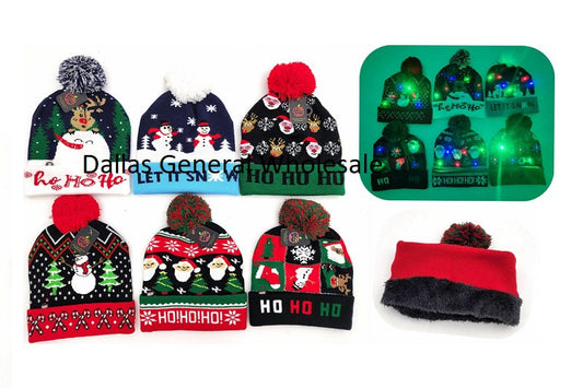Bulk Buy Light Up Christmas Beanie Hats Wholesale