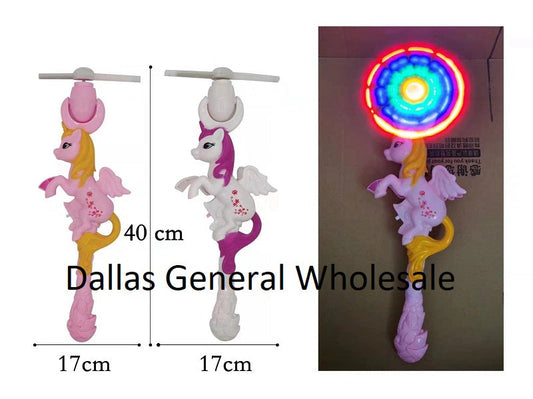 Bulk Buy Carnival Toy Light Up Unicorn Windmill Wands Wholesale