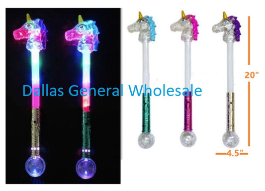 Bulk Buy Carnival Toy Light Up Unicorn Wands Wholesale