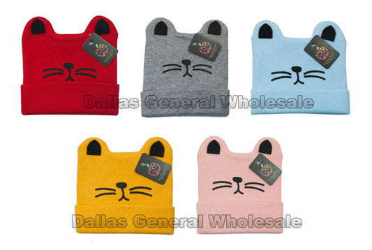 Bulk Buy Infant Cat Ears Whiskers Beanie Hats Wholesale