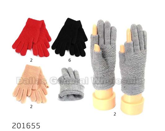 Ladies 2 Fingerless Insulated Gloves Wholesale