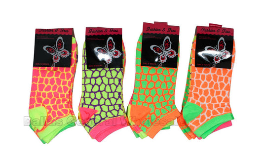 Girls Neon Color Ankle Socks Wholesale