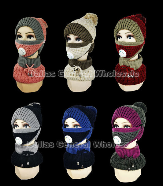 Bulk Buy Ladies Fur Lining Beanie Scarf & Valve Mask Set Wholesale