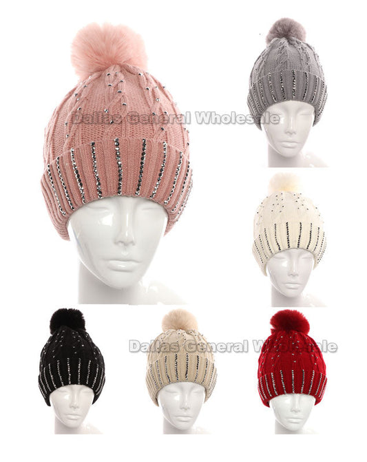 Bulk Buy Ladies Fashion Bling Bling Thermal Beanie Hats Wholesale