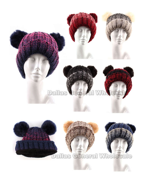 Bulk Buy Girls Trendy Pom Pom Beanie Hats Wholesale