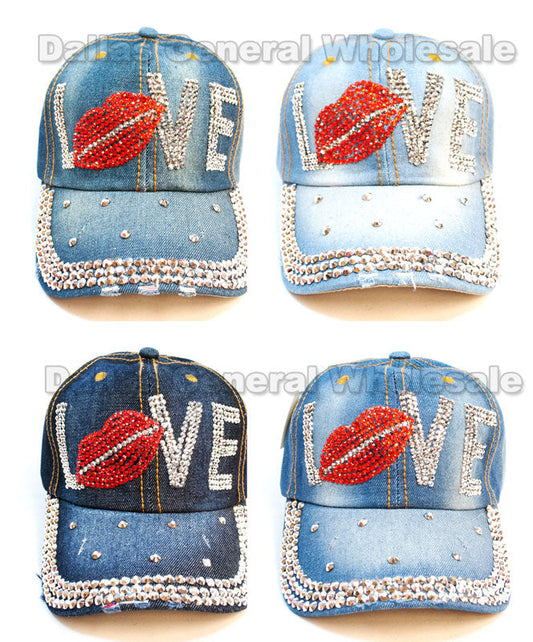 Ladies "LOVE" Fashion Denim Caps Wholesale