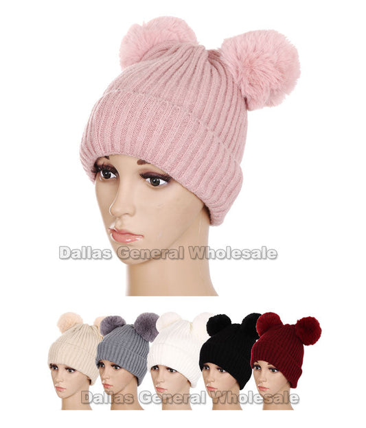 Bulk Buy Ladies Trendy Pom Pom Beanie Hats Wholesale