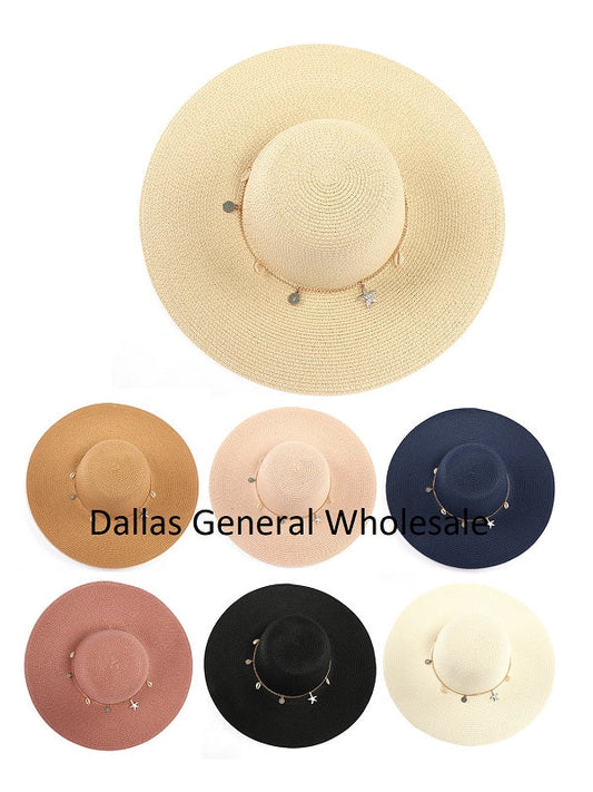 Bulk Buy Women Sea Shell Floppy Straw Hats Wholesale