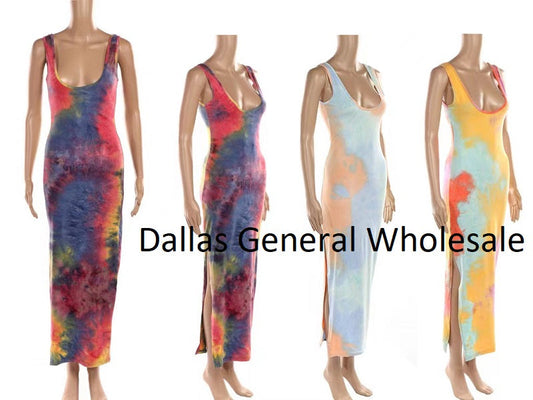 Bulk Buy Girls Fashion Tie Dye Maxi Dresses Wholesale