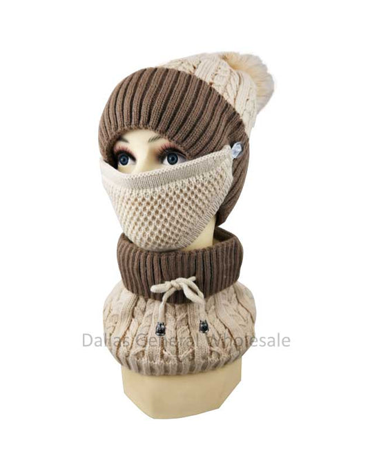Women Fur Lining Beanie w/ Scarf & Mask Set Wholesale