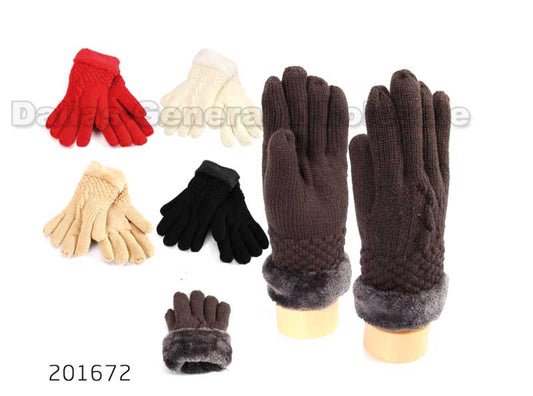 Ladies Fur Insulated Knitted Gloves Wholesale