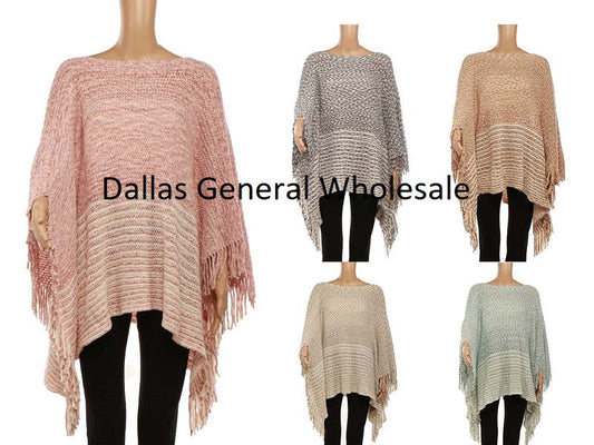 Bulk Buy Women Cute Fashion Soft Sweater Ponchos Wholesale