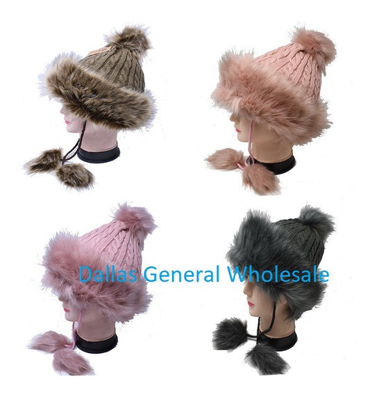 Bulk Buy Ladies Fur Knitted Beanie Hats Wholesale