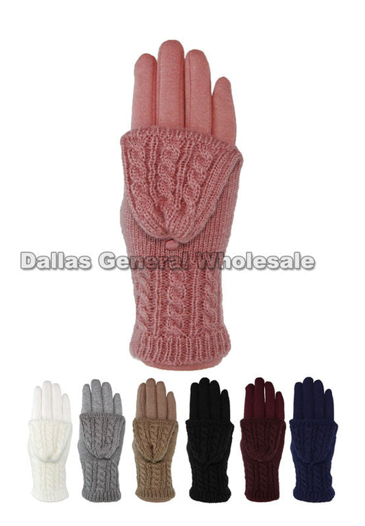 Bulk Buy Ladies 2-IN-1 Fashion Gloves Wholesale