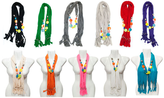 Bulk Buy Assorted Colors Beads Pendants Fashion Scarf Wholesale