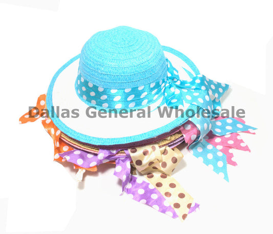 Bulk Buy Little Girls Polka Dot Straw Hats Wholesale