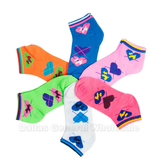 Girls Hearts Printed Casual Ankle Socks Wholesale