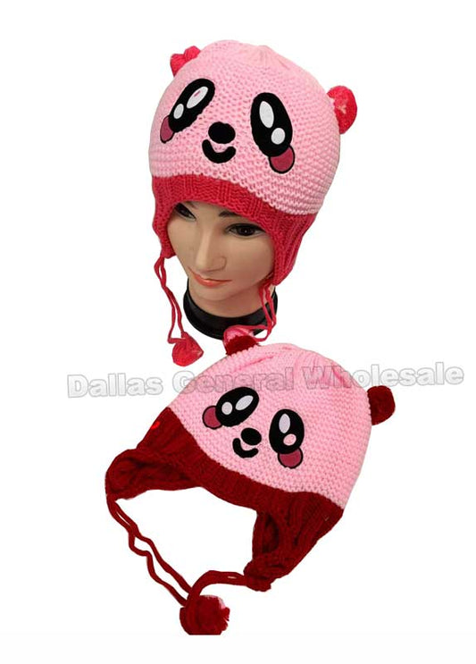 Bulk Buy Girls Bear Knitted Beanies Wholesale
