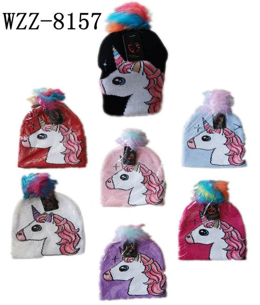 Girls Unicorn Designed Beanie Hats Wholesale