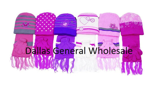 Bulk Buy Little Girls Cute Beanie Gloves Scarf Set Wholesale