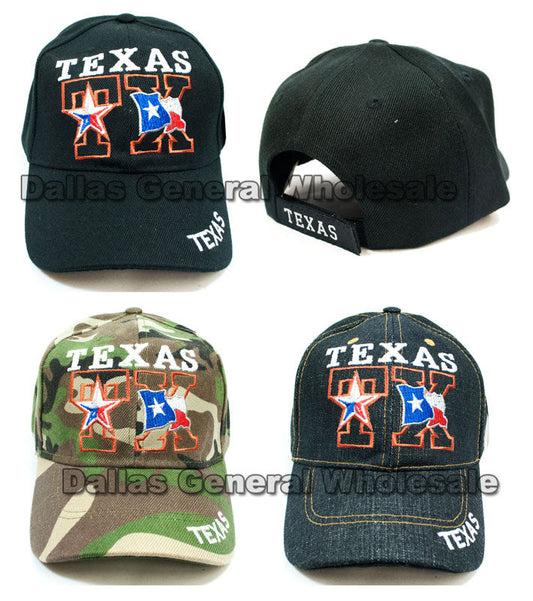 Bulk Buy Casual Baseball Caps Wholesale "Texas" Design