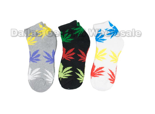 Colored Marijuana Printed Men's Ankle Socks | Assorted | Dozen