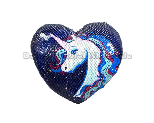 Bulk Buy Unicorn Sequins Heart Shaped Pillows Wholesale