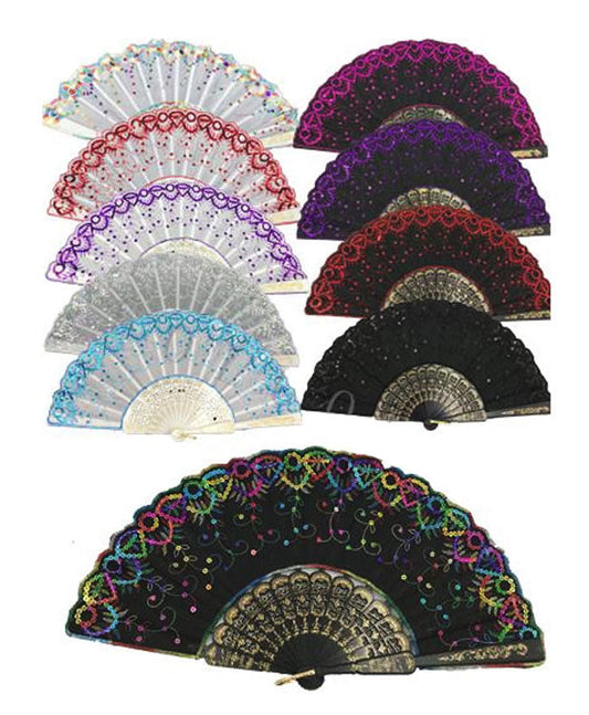 Bulk Buy Glitter Designed Oriental Hand Fans Wholesale