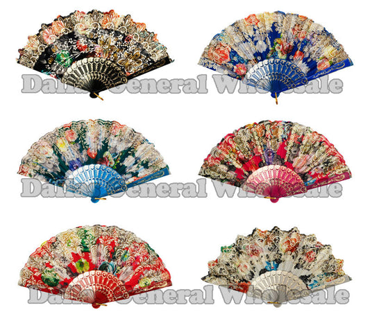 Glitter Flower Design Oriental Hand Fans Wholesale