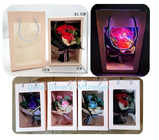 Bulk Buy Light Up Rose Bouquets Gift Bag Set Wholesale