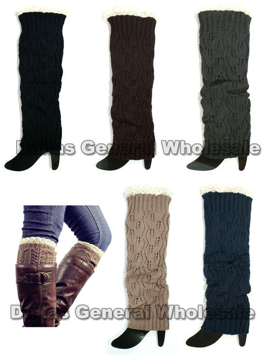 Girls Knitted Boot Socks with Lace Wholesale