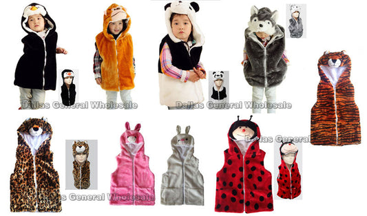 Bulk Buy Assorted Kids Animal Fuzzy Vests Wholesale