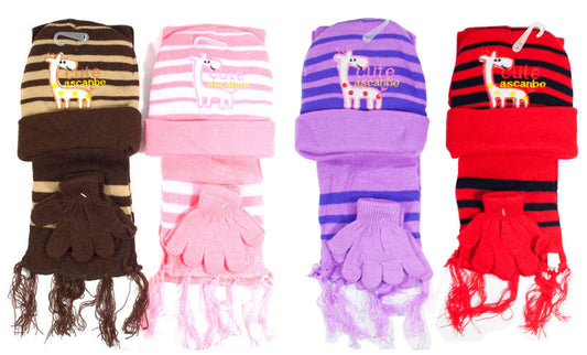 Little Kids 3 Pieces Beanie Hat & Gloves & Scarf Set Wholesale
