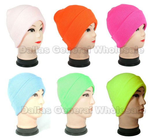 Neon Color Knitted Beanie Hats Wholesale