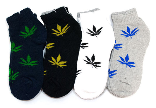 Bulk Buy Colored Marijuana Printed Men's Ankle Socks Wholesale