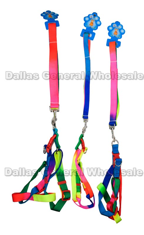 Bulk Buy Dog Rainbow Color Harness with Leash Set Wholesale