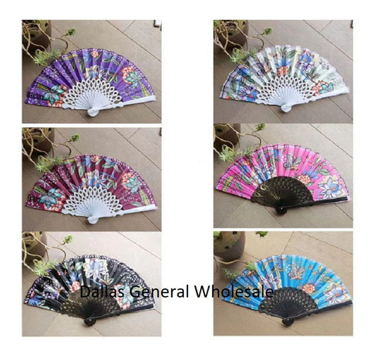 Beautiful Floral Hand Held Fans Wholesale MOQ 12