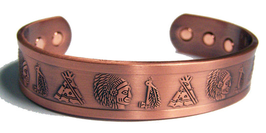 Wholesale INDIAN HEAD TEEPEE  PURE COPPER SIX MAGNET CUFF BRACELET ( sold by the piece )
