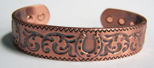Wholesale WESTERN HORSESHOE PURE COPPER SIX MAGNET CUFF BRACELET ( sold by the piece )